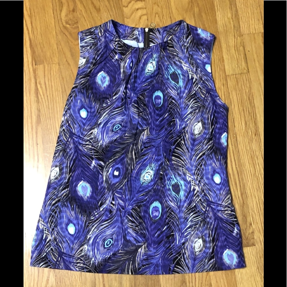 Tory Burch peacock feather tank silk blend